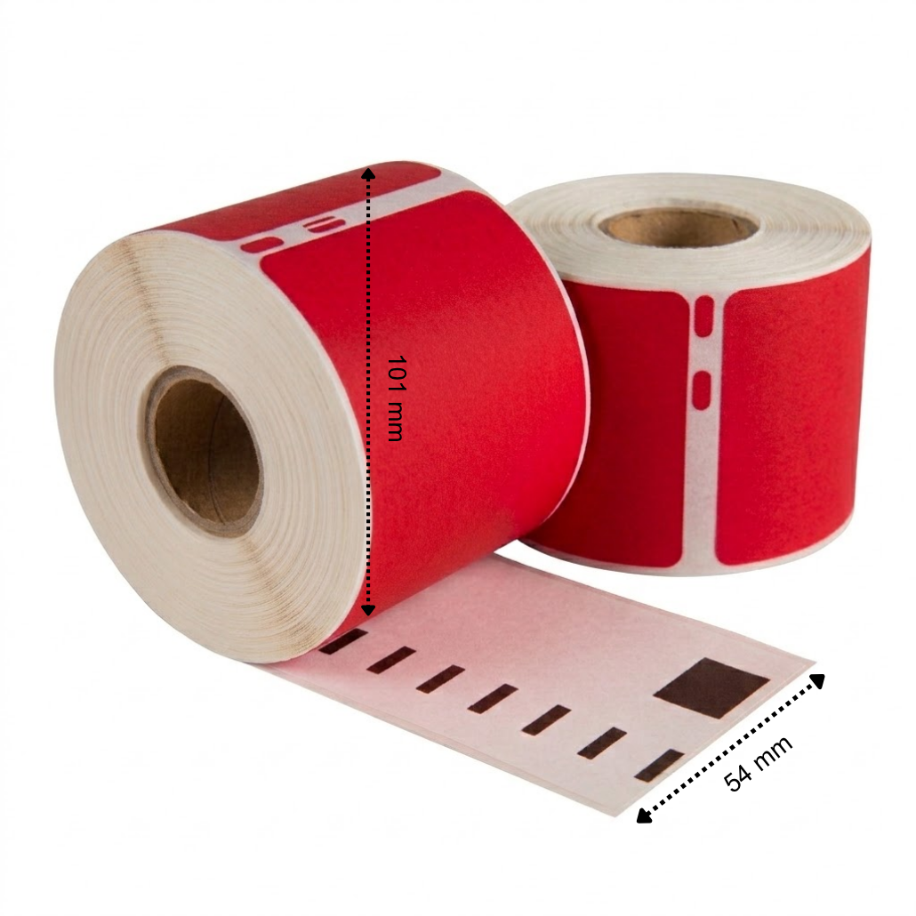 Etichette compatibili Dymo 99014 rosse, 101 mm x 54 mm, 220 etichette, permanenti