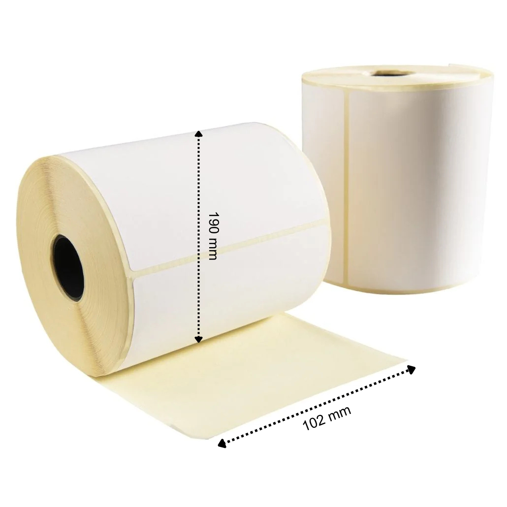 Etichetta termica, 102 mm x 190 mm, 240 etichette per rotolo, anima 25 mm, bianco, ECO, permanente