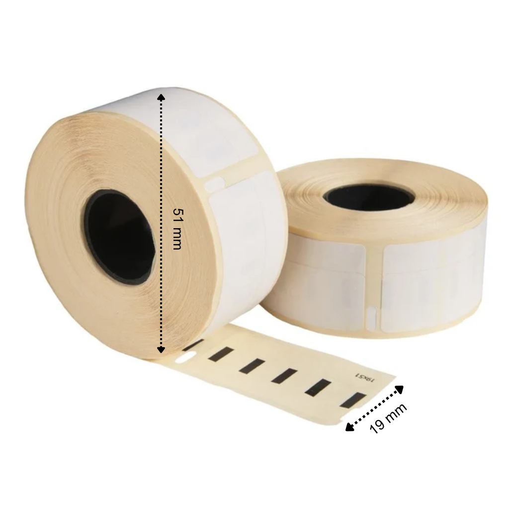 Etichette compatibili Dymo 11355 / S0722550, 19 mm x 51 mm, 500 etichette per rotolo, bianche, permanenti
