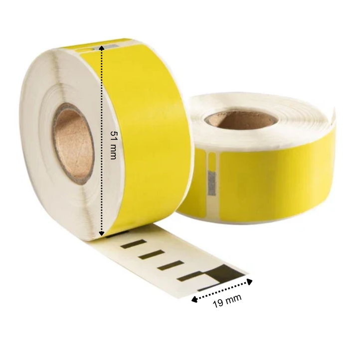 Etichette compatibili Dymo 11355 / S0722550, gialle, 19 mm x 51 mm, 500 etichette per rotolo, bianche, permanenti
