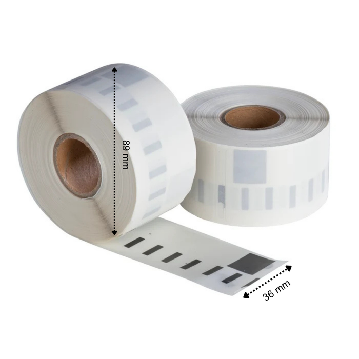 Etichette compatibili con Dymo 99013 / S0722410, 550 etichette, 36 mm x 89 mm, 260 etichette per rotolo, trasparenti, permanenti