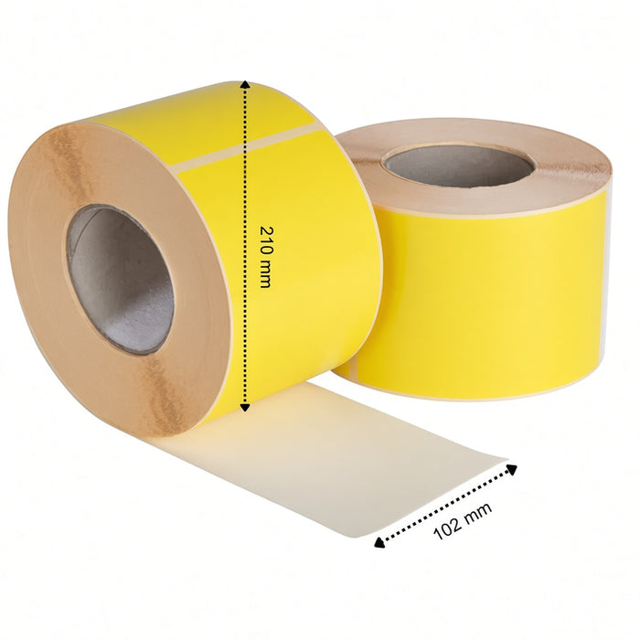 Etichette di spedizione DHL, 102 x 210 mm, 810 etichette, Termiche ECO, Gialle, permanenti, nucleo 76 mm