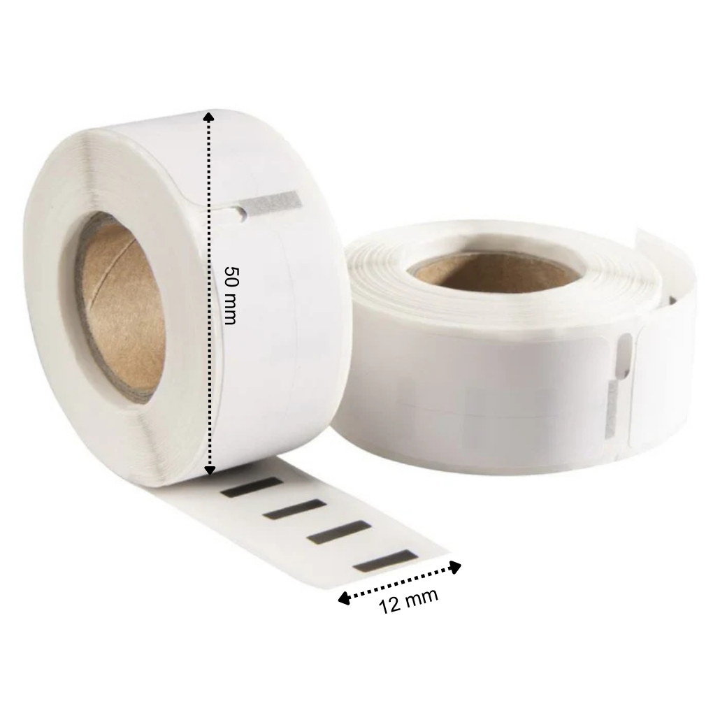 Etichette compatibili con Dymo 99017 / S0722460, 50 mm x 12 mm, 220 etichette per rotolo, bianche, permanenti