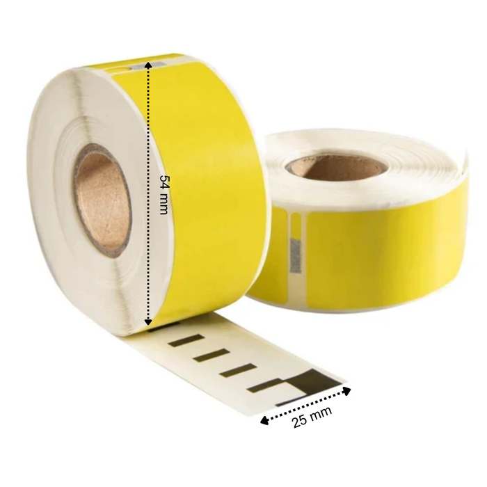 Etichette compatibili 11352 / S0722520, 54 mm x 25 mm, 500 etichette per rotolo, gialle, permanenti