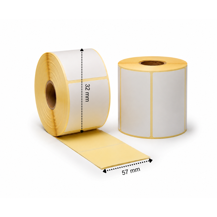 Etichetta termica, 57 mm x 32 mm, 2100 etichette per rotolo, anima da 25 mm, bianca, ECO, permanente