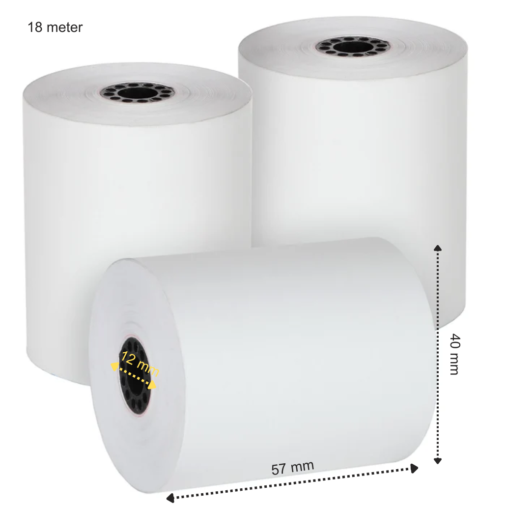 50 x rotoli termici per cassa 57x40x12 - 18 metri - carta termica di qualità A