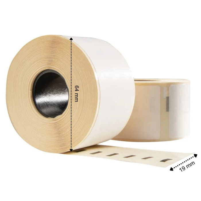 Etichette in plastica compatibili Dymo 2112284 / 1933085, 64 mm x 19 mm, 450 etichette per rotolo, bianco, in PP permanente