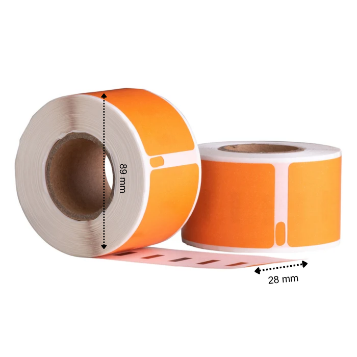 Etichette compatibili Dymo 99010 arancioni, 89 mm x 28 mm, 130 etichette, permanenti