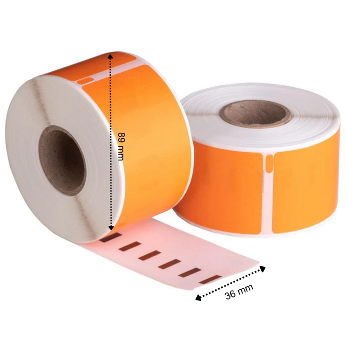Etichette compatibili Dymo 99012 Arancioni, 89 mm x 36 mm, 260 etichette, permanenti