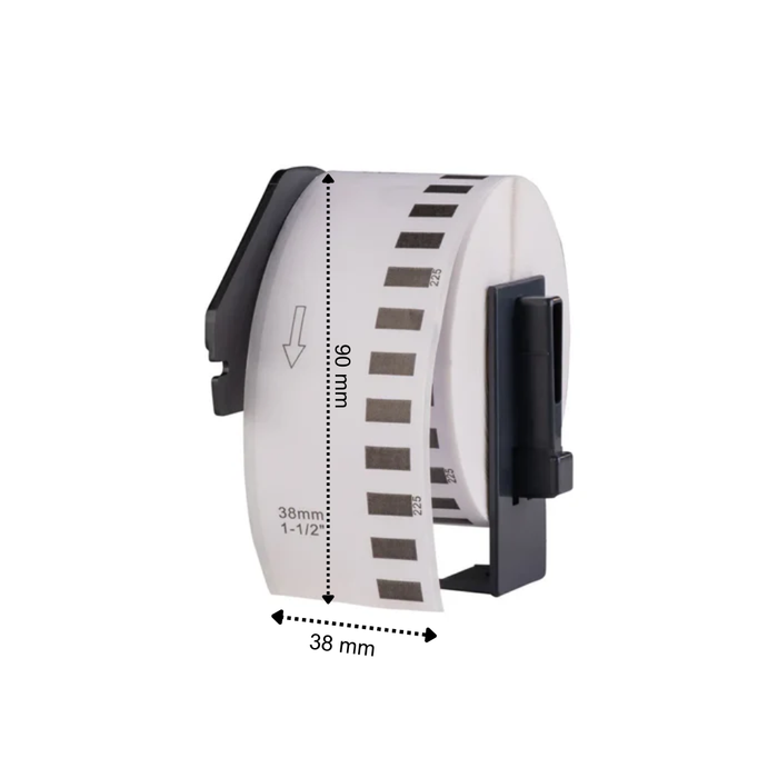 Etichette compatibili Brother DK-11208, 38 mm x 90 mm, 400 etichette per rotolo, supporto Brother incluso, permanenti