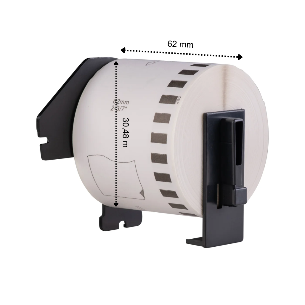 Etichette compatibili Brother DK-44205, 62 mm x 30,48 m, incl. supporto Brother, rimovibili