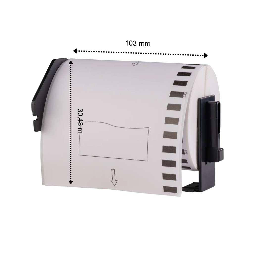 Etichette compatibili DK-22246, 103 mm x 30,48 m, supporto Brother incluso, permanenti
