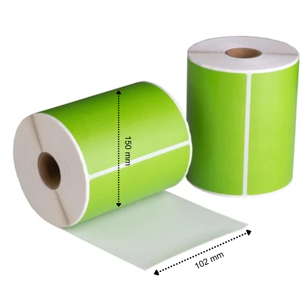 Etichette di spedizione verdi 102x150 mm 280 etichette per rotolo anima 25 mm termiche ECO permanenti