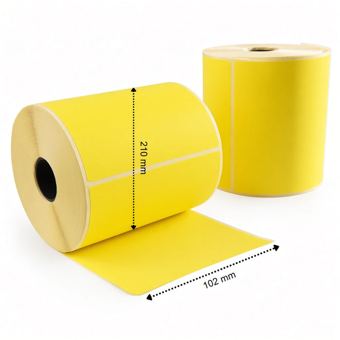 Etichette di spedizione DHL 102x210 mm Gialle Termiche ECO Permanenti 210 Etichette per Rotolo Nucleo 25 mm