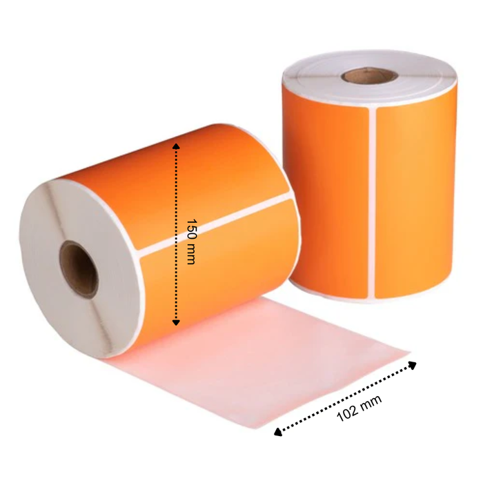 Etichette di spedizione Arancioni 102x150 mm 280 Etichette per Rotolo Anima 25 mm Termiche ECO Permanenti