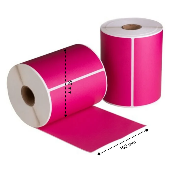 Etichette di spedizione rosa, 102 mm x 150 mm, 280 etichette per rotolo, nucleo da 25 mm, termiche ECO, adesivo permanente