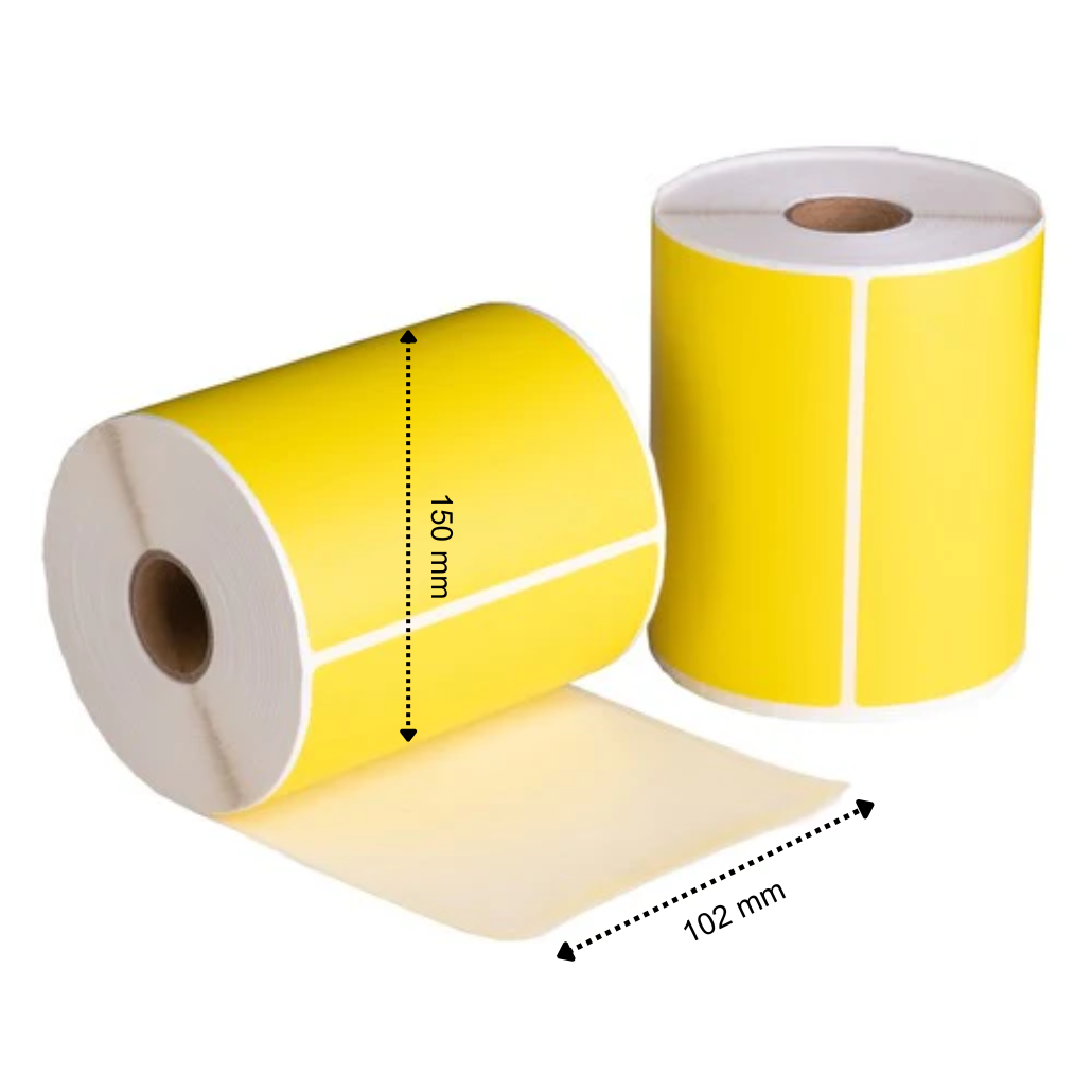 Etichette di spedizione Giallo 102x150 mm 280 Etichette per Rotolo Anima 25 mm Termico ECO Permanente