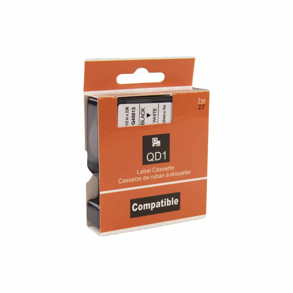 Nastro compatibile Dymo D1 45010 (S0720500) nero su trasparente 12 mm x 7 m