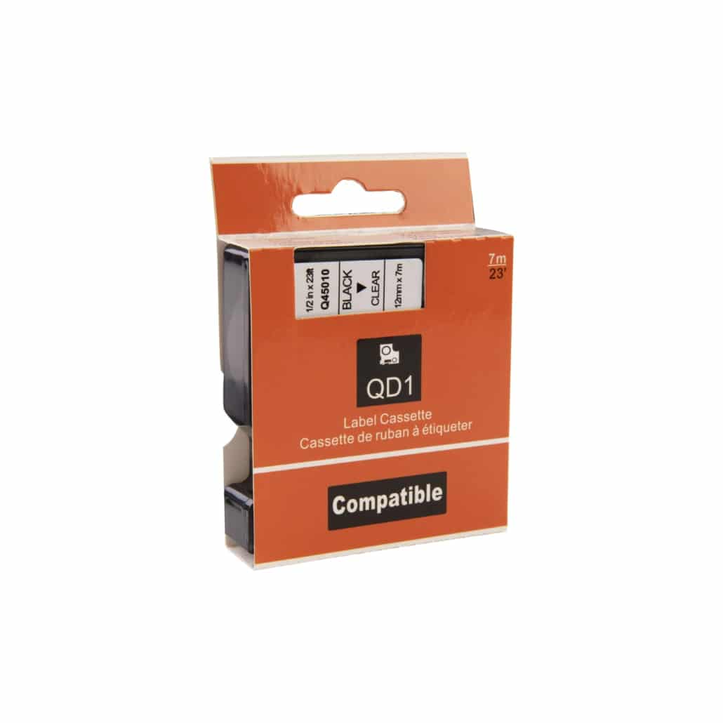 Nastro Dymo D1 compatibile 45013 (S0720530) nero su bianco 12 mm x 7 m