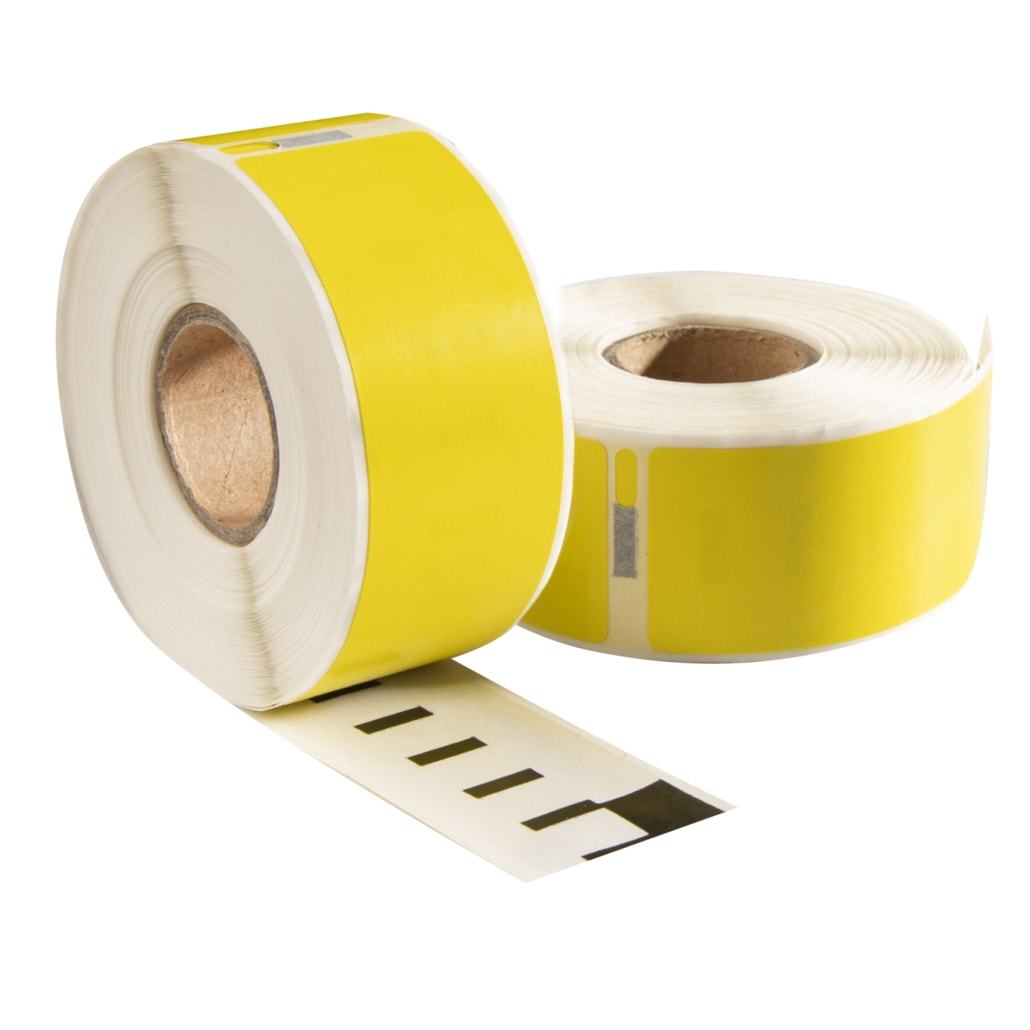 Etichette compatibili Dymo 99010 gialle, 89 mm x 28 mm, 260 etichette, permanenti