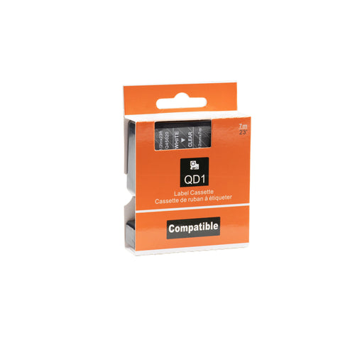 Nastro Dymo D1 compatibile 45020 (S0720600) bianco su trasparente 12 mm x 7 m