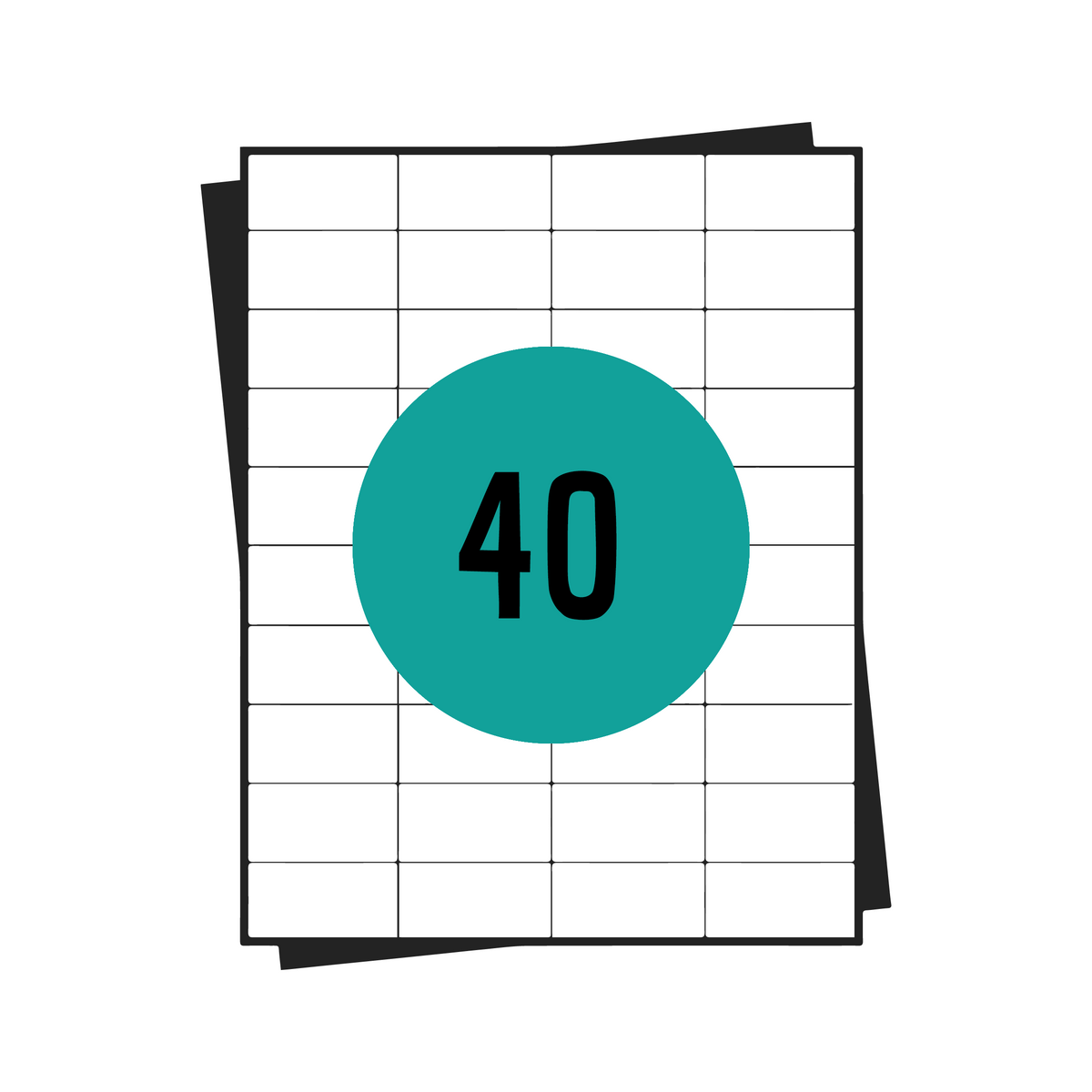 Fogli di etichette adesive A4, 40 per foglio, 52 x 30 mm, bianchi, permanenti - 100 fogli